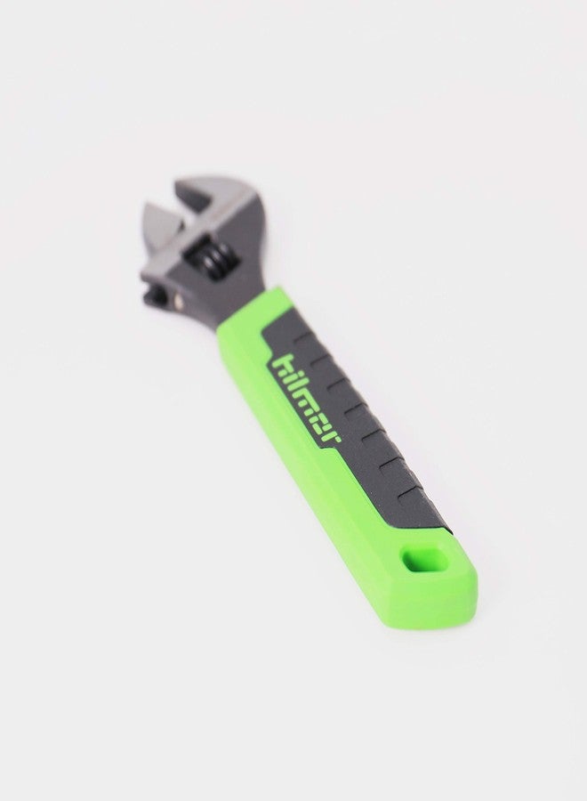 Hilmor 6" Adjustable Crescent Wrench with Rubber Handle Grip, Black & Green, AW6 1885369 - Image 4