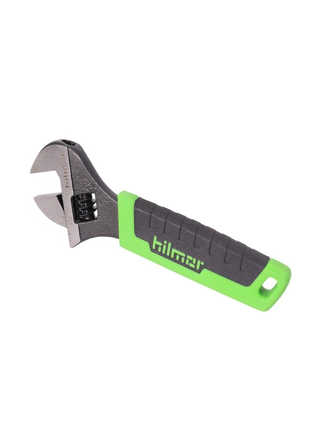 Hilmor 6" Adjustable Crescent Wrench with Rubber Handle Grip, Black & Green, AW6 1885369 - Image 2