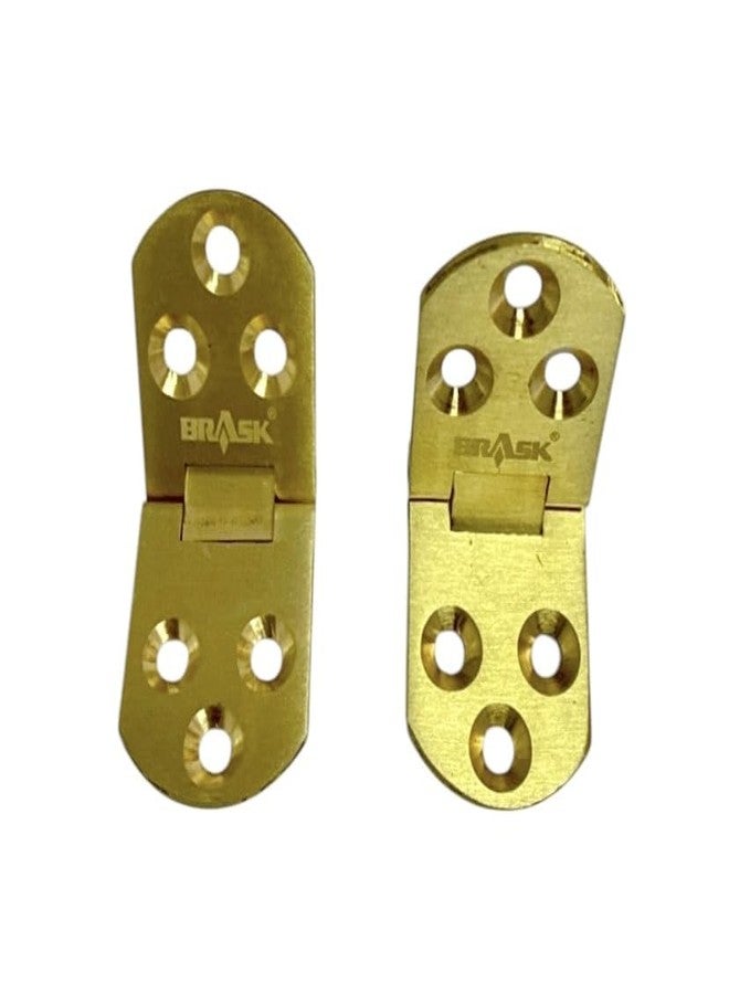 BRASK Solid Brass Flip Top Hinges, Table Hinges, Folding Hinges, Flap Hinges 180 Degree with Lock, Hinges for Sewing Machines, Folding Tables, Computer Desk & Butler Tray (2, Golden Satin) - Image 3