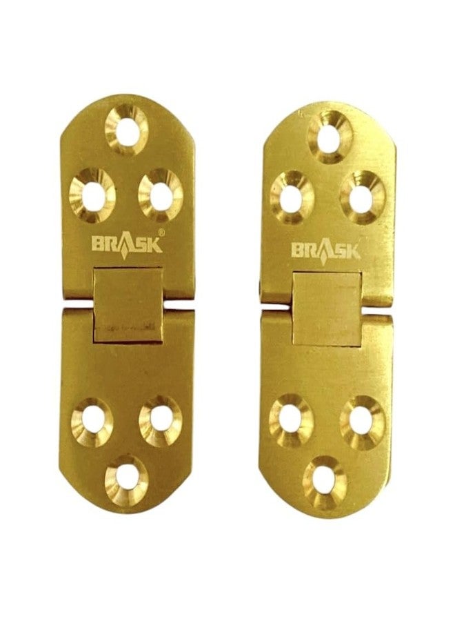 BRASK Solid Brass Flip Top Hinges, Table Hinges, Folding Hinges, Flap Hinges 180 Degree with Lock, Hinges for Sewing Machines, Folding Tables, Computer Desk & Butler Tray (2, Golden Satin) - Image 4