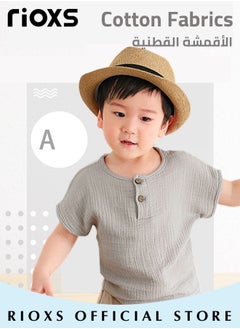 RIOXS 2PCS T-Shirt and Pants Set, Short Sleeved Cotton Shirt and Linen-cotton Pants, Fashionable Outfit for Toddlers, Comfortable Skin-friendly Summer Suit for Kids, Suitable for Daily Wear, Home Wear or Photography Dressing  - Image 5