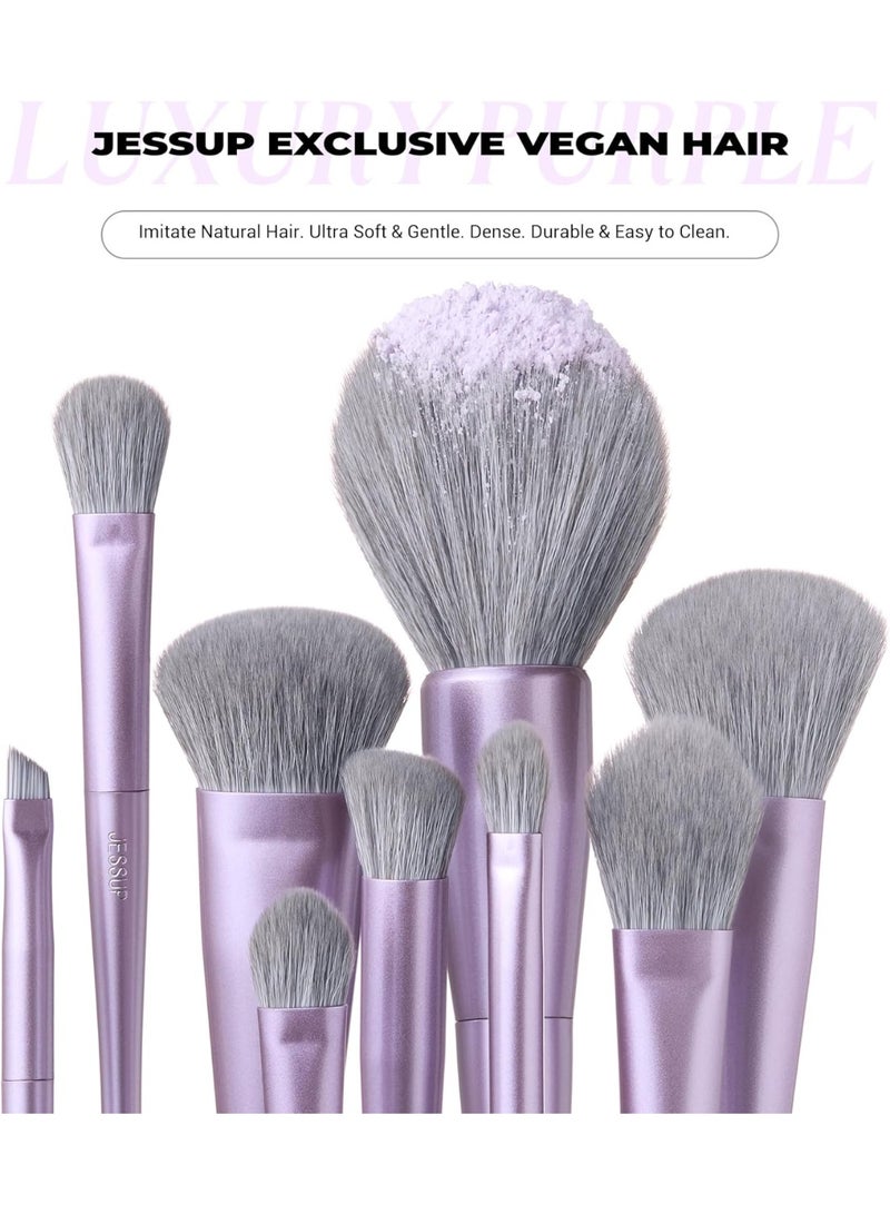 Jessup Makeup Brushes Set Professional 14pcs Vegan Make Up Brushes, Foundation Eyeshadow Concealer Contour Powder Blush Blending Eyeliner Brush, Premium Synthetic Fiber, Luxury Purple T512 - Image 5