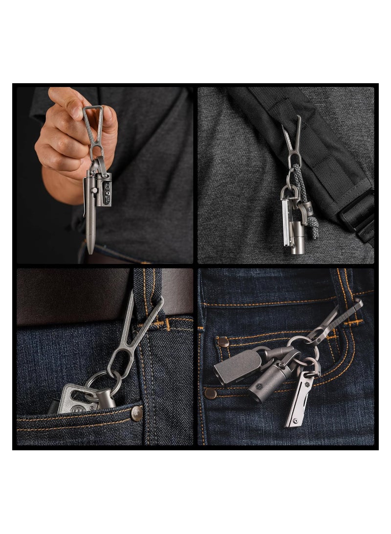 Excefore Titanium EDC Keychain Clip with Bottle Opener, Quick Release Carabiner Key Ring Holder for Men - Image 4