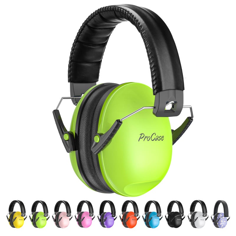 ProCase Noise Cancelling Headphones for Kids Toddler SNR 27dB Noise Reduction Ear Muffs Hearing Protection for Monster Jam Concerts Fireworks Shooting Air Show Autism Sensory Needs Green