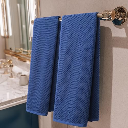 COTTON CRAFT Waffle Bath Towel Set of 4 Luxury Euro Spa Waffle Weave Towels 100 Ringspun Cotton Super Absorbent Quick Dry Bath Towel Set Oversized 30 inches x 56 inches Blue - Image 3