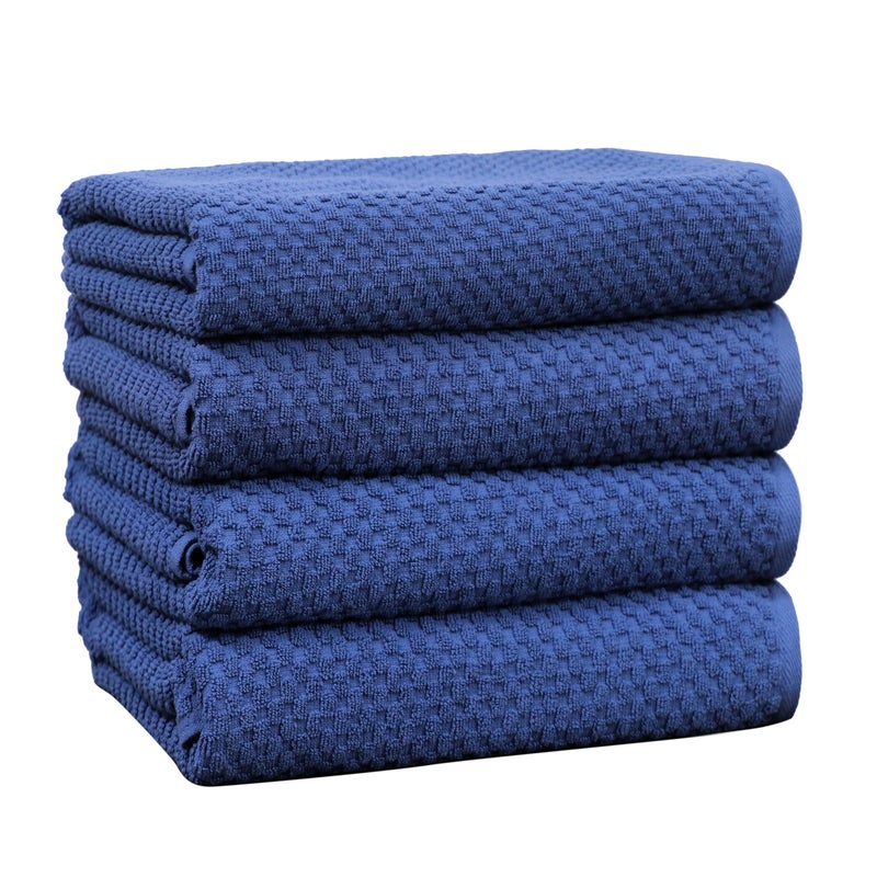COTTON CRAFT Waffle Bath Towel Set of 4 Luxury Euro Spa Waffle Weave Towels 100 Ringspun Cotton Super Absorbent Quick Dry Bath Towel Set Oversized 30 inches x 56 inches Blue - Image 2