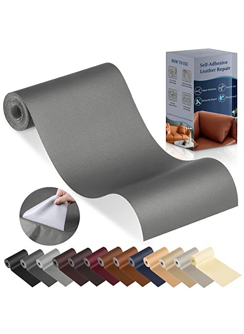 YAFLC YAFLC Leather Repair Patch for Furniture 4 x 63 Self Adhesive Leather Repair Kit Vinyl Repair Tape for Car Seat Sofa Jackets Couches Chair Medium Grey 