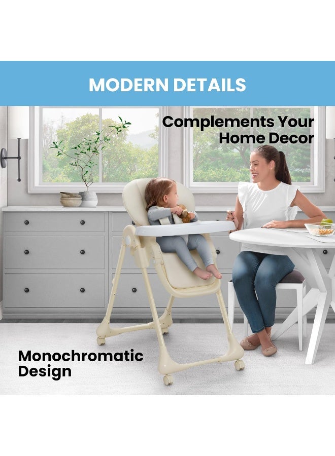 Delta Children Little Folks 2-in-1 SlimFold High Chair for Babies and Toddlers, Cream - Image 2