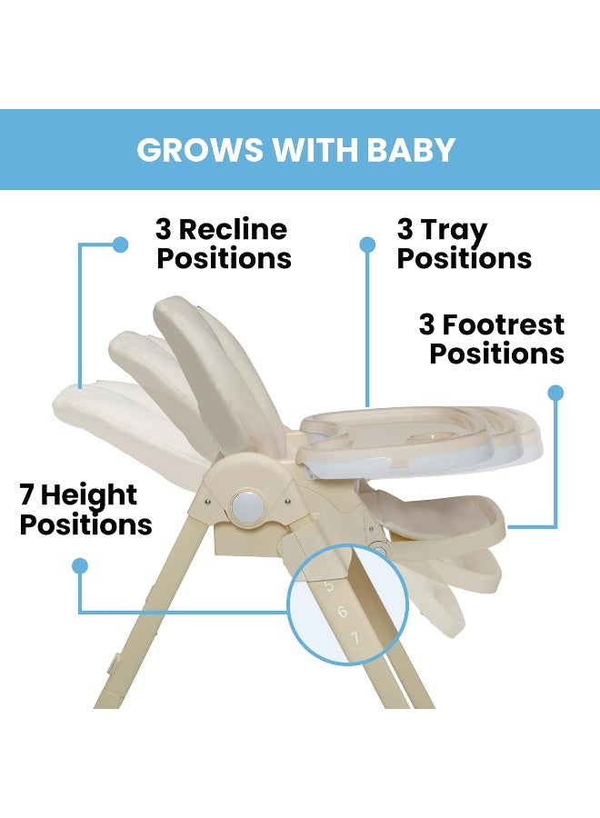 Delta Children Little Folks 2-in-1 SlimFold High Chair for Babies and Toddlers, Cream - Image 4