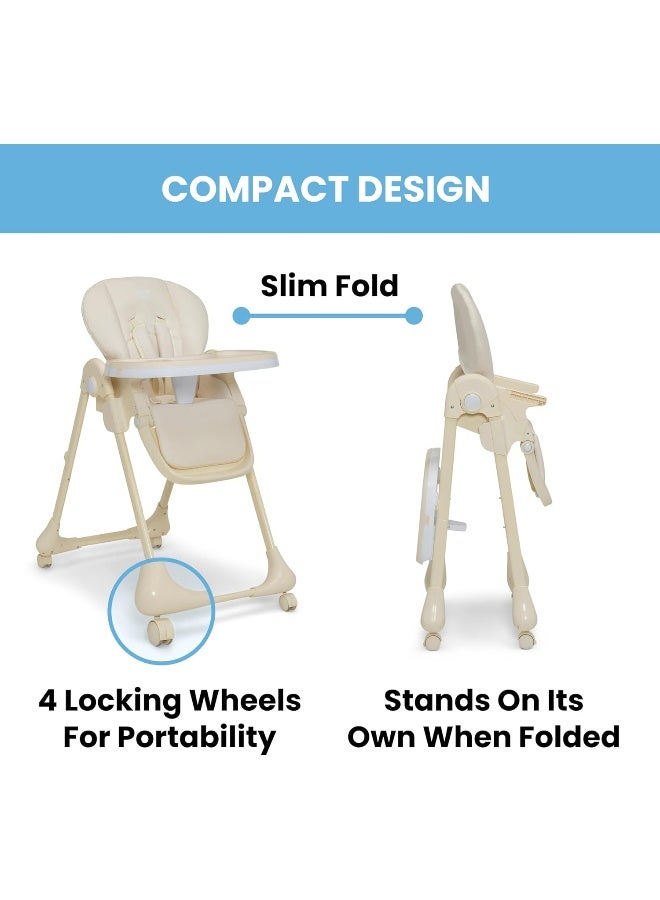 Delta Children Little Folks 2-in-1 SlimFold High Chair for Babies and Toddlers, Cream - Image 3