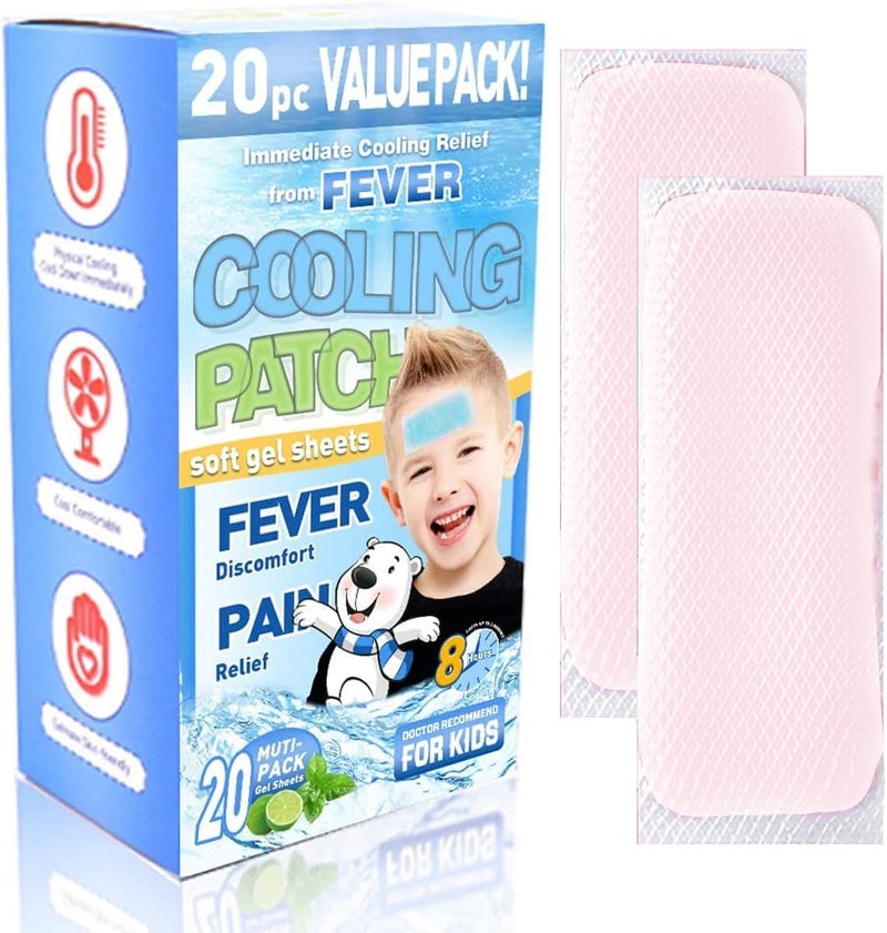 Coldcool Kids Cooling Patches for Fever Discomfort  Pain Relief 20 Pcs Cooling Relief Fever Reducer Soothe Headache Pain - Image 1