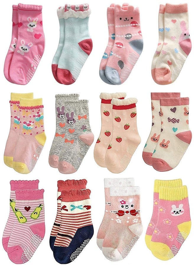 Kidbee Baby Girl's Colourful Grip Socks (3-4 Years, 7 Pairs) - Image 2