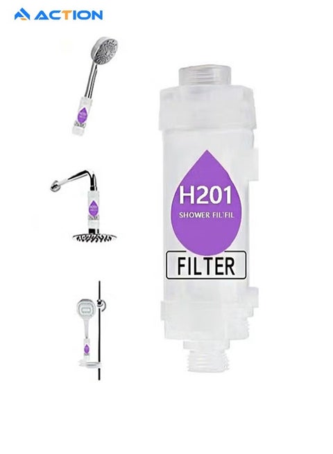 1Pieces  Shower Filter, Shower Head Filter for Removing Chlorine Fluoride Deposits，Helps with Dry Skin and Hair Loss，Water Purification with Beads，Easy to Install (Lavender)