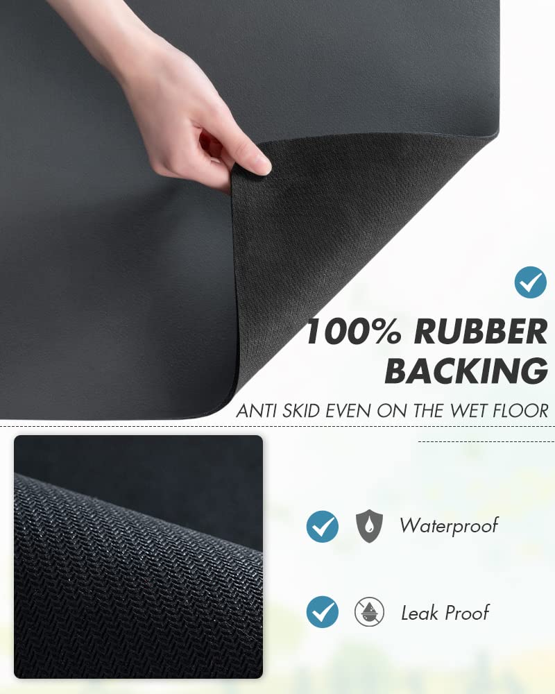 AMOAMI Dish Drying Mat for Kitchen Counter-Coffee Mat Bar Accessories, Hide Stain, Rubber Backed, Absorbent, Fit Under Coffee Maker, Espresso Machine, Pot, Dish Rack, 12"x19", Dark Grey - Image 5