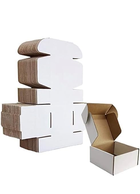 MALANI STORES Corrugated Box Packing box 3.5X3X1.5 inch auto lock mailer corrugated white boxes - 3 PLY Pack of -100 - Image 4