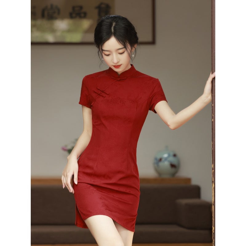 Chinese-Style Red Modified Cheongsam Model 2025 Young Girl'S Success In College Entrance Examination For Small People - Image 5