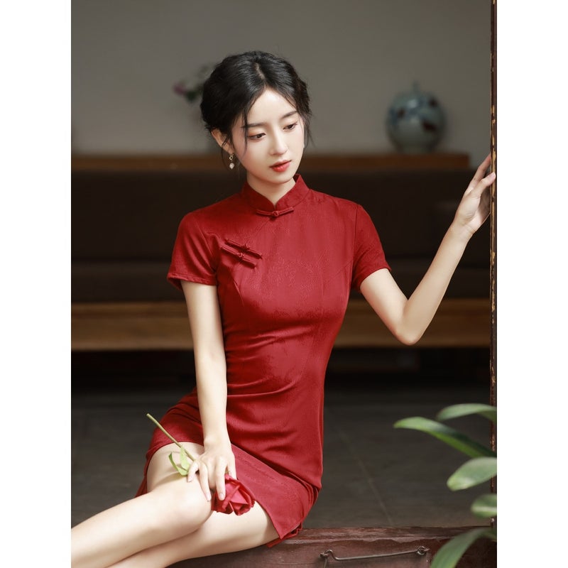 Chinese-Style Red Modified Cheongsam Model 2025 Young Girl'S Success In College Entrance Examination For Small People - Image 3