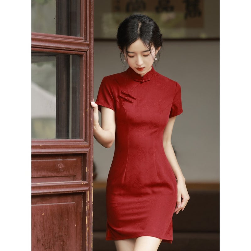 Chinese-Style Red Modified Cheongsam Model 2025 Young Girl'S Success In College Entrance Examination For Small People - Image 4