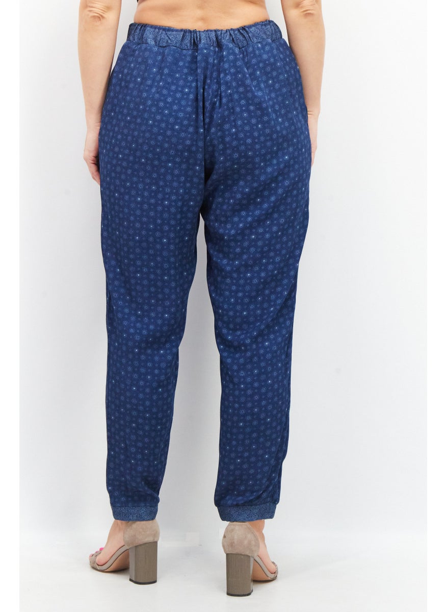 French Connection - Women Wide Leg Floral Printed Palazzo Pants, Blue Combo - Image 1
