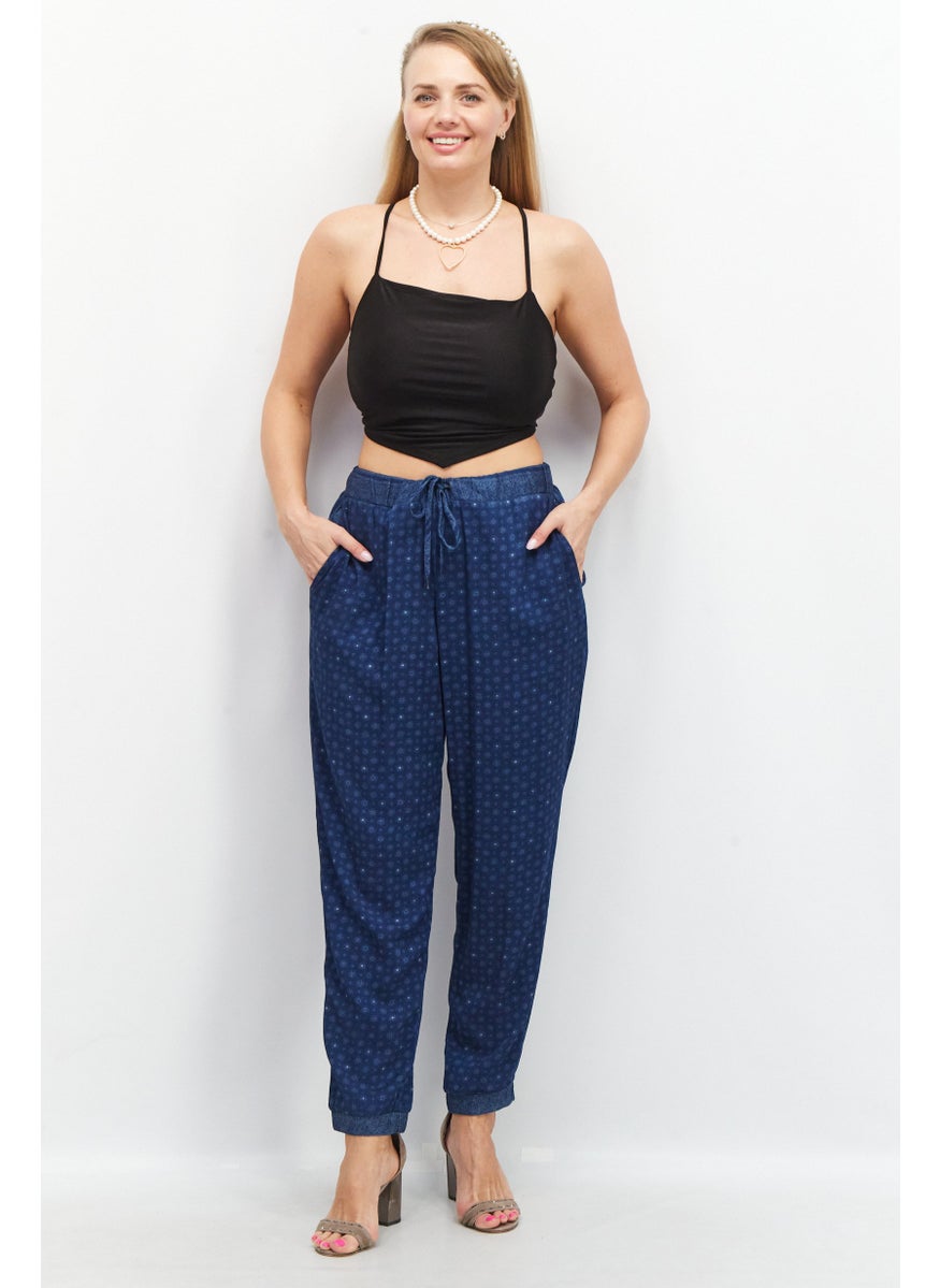 French Connection - Women Wide Leg Floral Printed Palazzo Pants, Blue Combo - Image 1