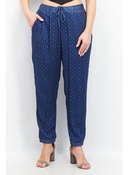 Women Wide Leg Floral Printed Palazzo Pants, Blue Combo