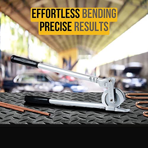 Flexzion Manual Aluminum Tubing Bender - 1/2 Inch OD Tube and Pipe Bender for HVAC Refrigeration, Aluminum, Brass, and Soft Copper Pipe Bender Tool with Wide Hook Grip up to 180-Degree Bending - Image 2