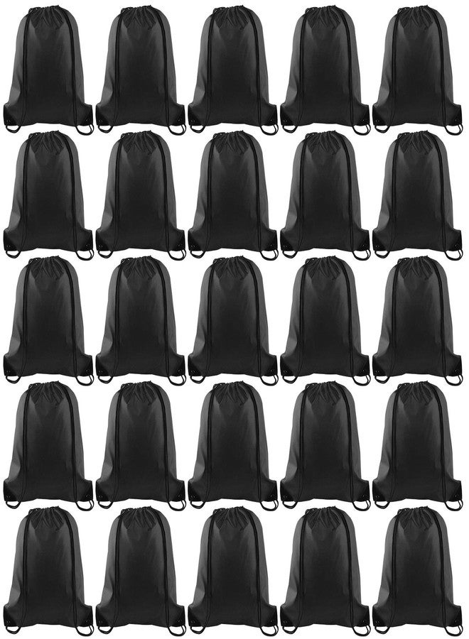 KUUQA 25Pcs Drawstring Backpack Bags String Backpack Sport Bag Sack Cinch Tote Gym Backpack Bulk for Gym Sport Traveling,Black - Image 1