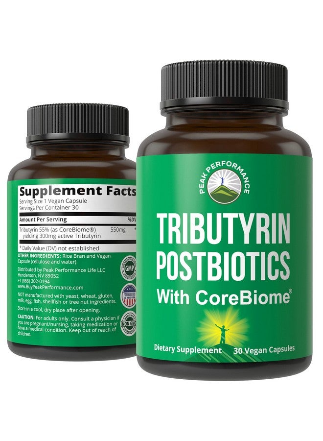 Peak Performance CoreBiome Tributyrin Postbiotic Supplement Clinically Tested For Gut Health. More Effective than Sodium Butyrate Capsules. High Bioavailability Post Biotics For Digestive, Leaky Gut, Colon, Microbiome - Image 1