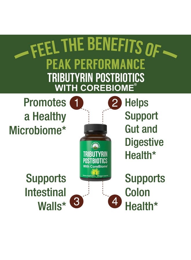 Peak Performance CoreBiome Tributyrin Postbiotic Supplement Clinically Tested For Gut Health. More Effective than Sodium Butyrate Capsules. High Bioavailability Post Biotics For Digestive, Leaky Gut, Colon, Microbiome - Image 4