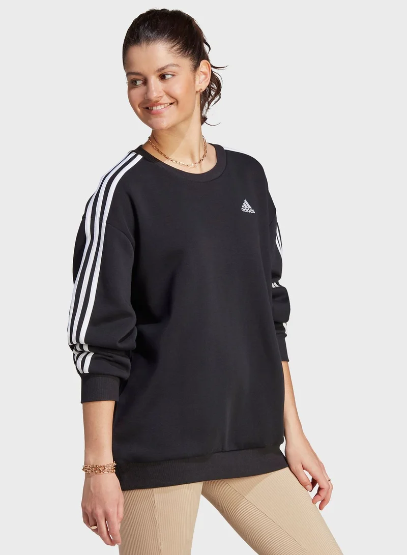 adidas سويت شيرت كبير الحجم من الفيليس مزين بـ 3 خطوط