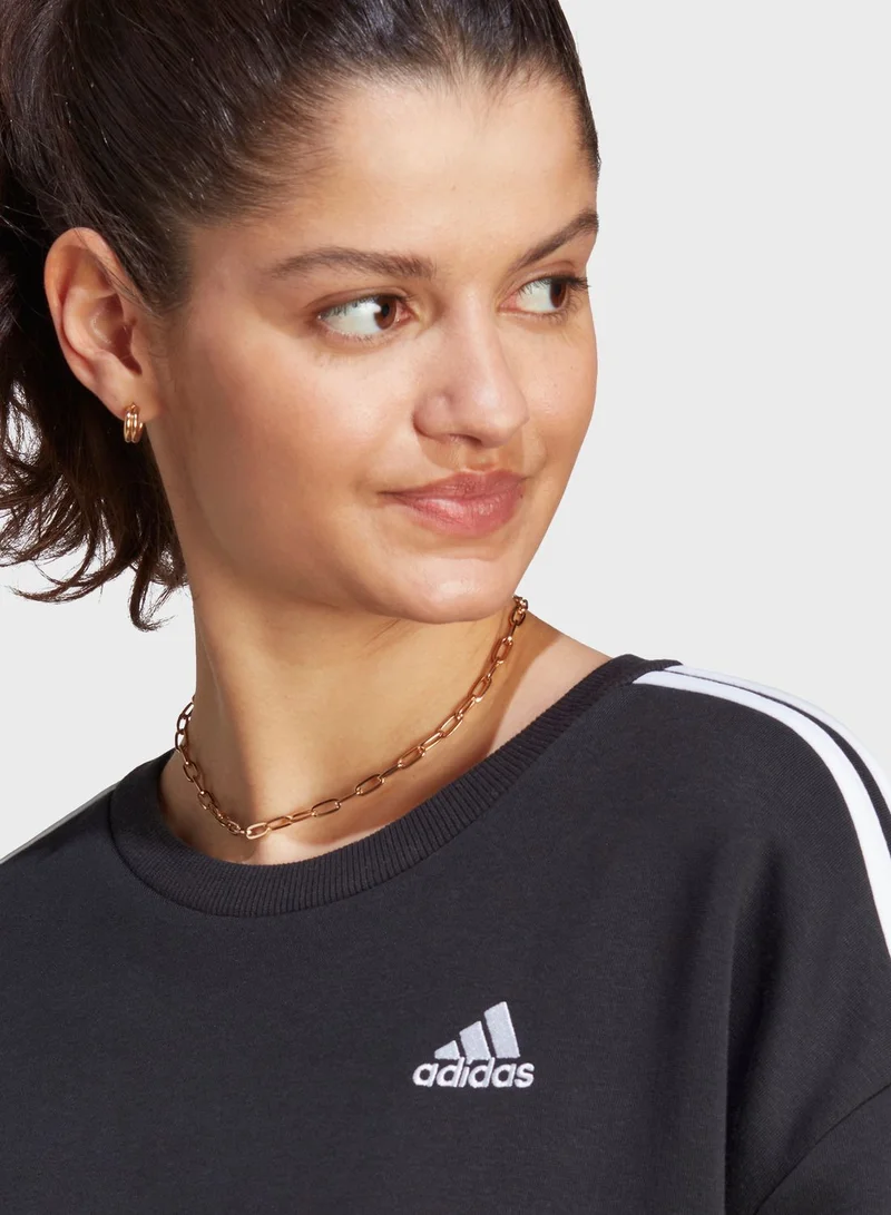 adidas سويت شيرت كبير الحجم من الفيليس مزين بـ 3 خطوط