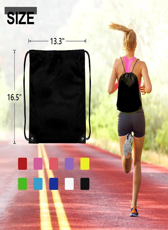 Grneric 50Pcs Drawstring Backpack Bulk Cinch Bag, Drawstring Bags Polyester for Gym Sports Beach Party Trip (Black) - Image 3
