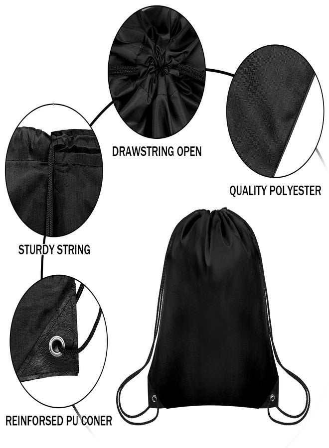 Grneric 50Pcs Drawstring Backpack Bulk Cinch Bag, Drawstring Bags Polyester for Gym Sports Beach Party Trip (Black) - Image 5