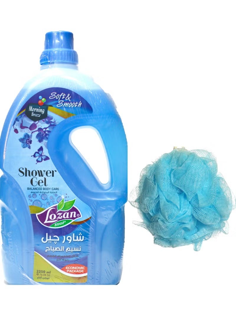 لوزان جل استحمام نسيم الصباح 2250 مل + لوفه متعددة الاوان