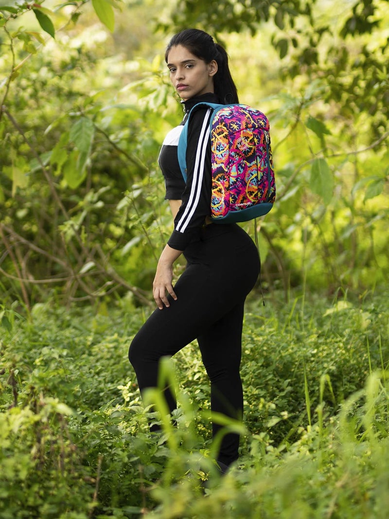 Cosmus Medium Size Zipit Flower Small Outdoor Mini Backpack 12 L Daypack - Flower (Multicolor) - Image 2