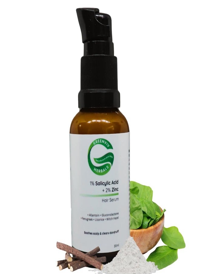 Greenviv 1% Salicylic Acid + 2% Zinc Anti-Dandruff Hair Serum | With Allantoin & Fenugreek | Reduces Dandruff, Soothes Scalp Irritation & Controls Sebum | 30 ml - Image 1