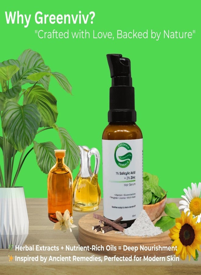 Greenviv 1% Salicylic Acid + 2% Zinc Anti-Dandruff Hair Serum | With Allantoin & Fenugreek | Reduces Dandruff, Soothes Scalp Irritation & Controls Sebum | 30 ml - Image 4