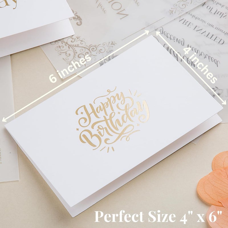 Paper Play 20 Pack Assorted Birthday Cards - 4 Matte Gold Foil Designs Happy Birthday Cards - 4 x 6 Inches Blank Birthday Notes Bulk Box Set - Greeting Cards with Envelopes & Gold Foil Stickers - Image 3