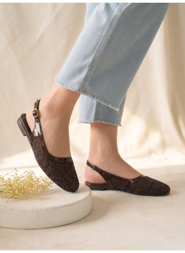 LIFESTYLISH Ballerina Flat Dentelle With Buckle BF-809 - Brown - Image 2