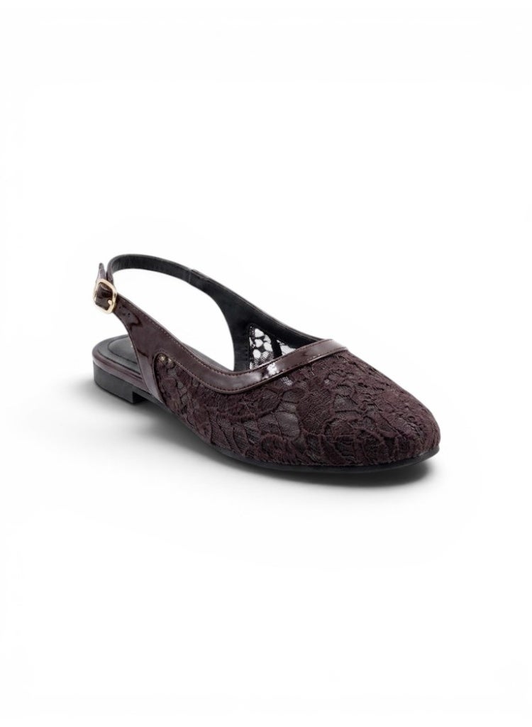 LIFESTYLISH Ballerina Flat Dentelle With Buckle BF-809 - Brown - Image 1
