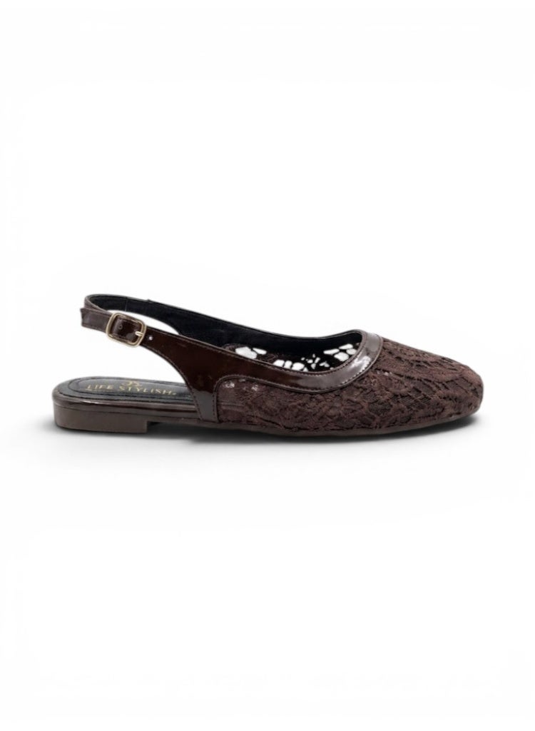 LIFESTYLISH Ballerina Flat Dentelle With Buckle BF-809 - Brown - Image 3