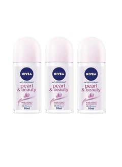 Nivea Pack Of 3 Nivea Pearl And Beauty Antiperspirant Roll On Deodorant 50 Ml  - Image 1