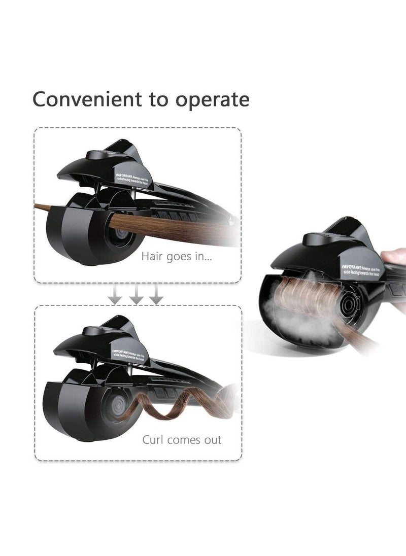 Magic Automatic Curling Hair Curler Iron Curl Wave Machine Professional Ceramic Curling Wand with LCD AU Plug Black for All Hair Types Adjustable Temp