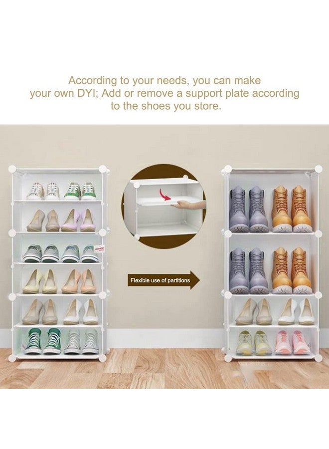 Zemic Plastic Shoe Rack for Home with Door,Adjustable Plastic Shoe Rack for Bedroom/Outdoor Waterproof,Multi-Purpose Shoe Organizer,High-Density PP Frame for Stability (12-SHELF-6-DOOR, White) - Image 3