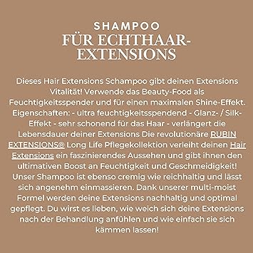 RUBIN EXTENSIONS SHAMPOO Professional Extension Hair Care Hydration Shine Protection with Green Tea Panthenol Argan Oil Repairs Protects Remy Hair Extensions ParabenFree Vegan - Image 5