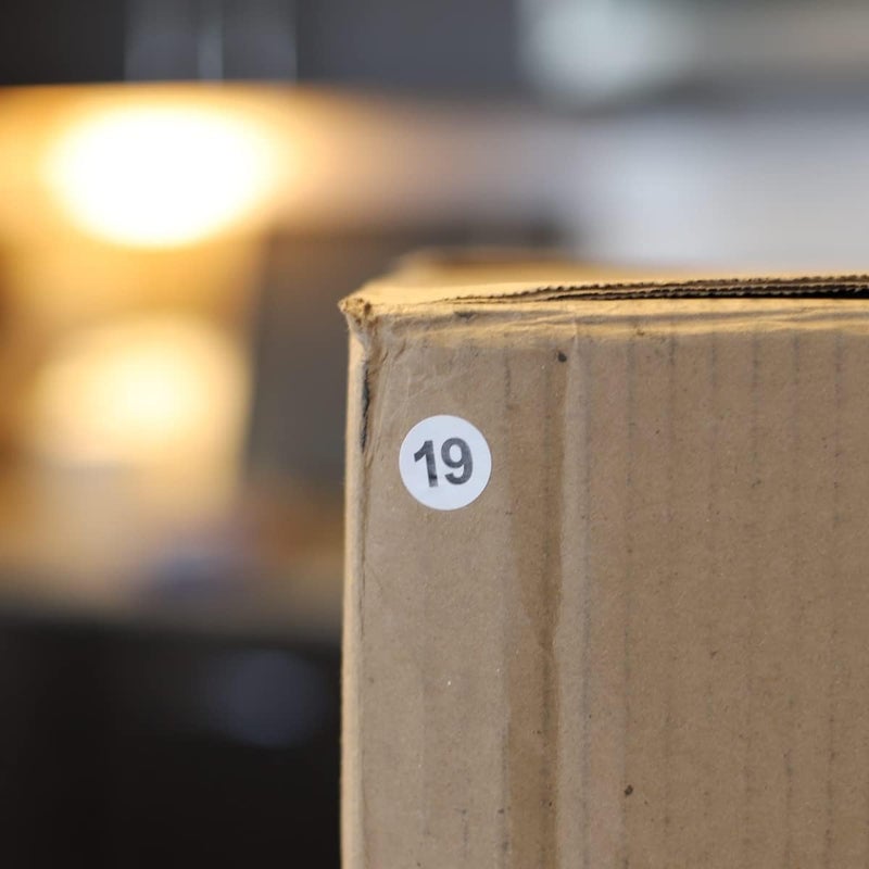 InStockLabels.com White with Black Number 19 Circle Dot Stickers, 3/4 Inch Round, 500 Labels on a Roll for Organization and Inventory - Semi-Gloss Finish - Made in The USA - Image 3