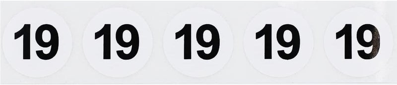 InStockLabels.com White with Black Number 19 Circle Dot Stickers, 3/4 Inch Round, 500 Labels on a Roll for Organization and Inventory - Semi-Gloss Finish - Made in The USA - Image 2