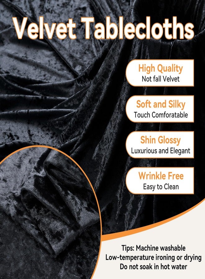 NSSONBEN 2 Pack Black Velvet Round Tablecloth 60 inch, Thick Shiny Velour Stretch Fitted 5ft Round Tablecloths 120 inch, Wrinkle Free Spandex Table Covers with Skirt for Wedding Party Dining Banquet - Image 2