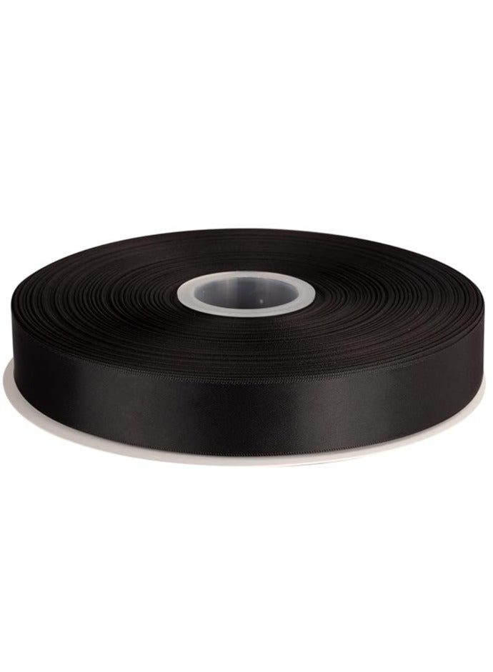 Home zone 1" Inch Double Faced Satin Ribbon Solid Polyester Ribbon for Gift Wrapping, Crafts, Hair Bows, Wedding Party Decaration, Baby Shower Decoration Floral Arrangement (100 Yards, 	Black) - Image 1