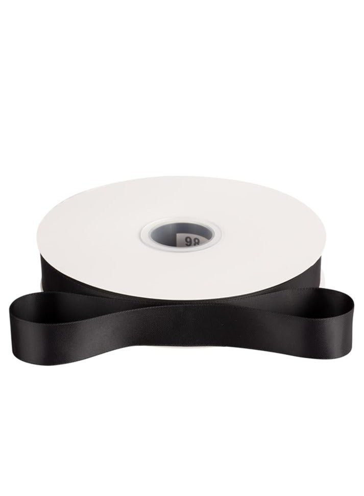 Home zone 1" Inch Double Faced Satin Ribbon Solid Polyester Ribbon for Gift Wrapping, Crafts, Hair Bows, Wedding Party Decaration, Baby Shower Decoration Floral Arrangement (100 Yards, 	Black) - Image 3